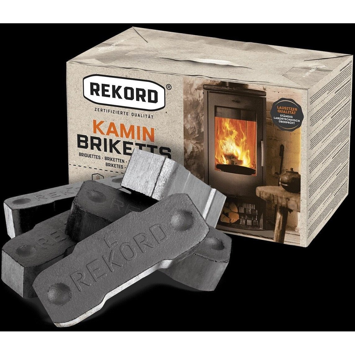 REKORD Braunkohlebriketts - 90 Stück à 10 kg auf Palette (CBR1090) - immagine 4