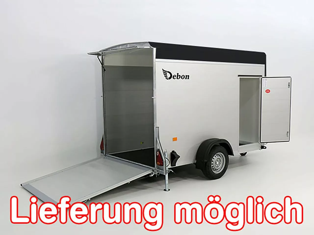 Debon Kofferanhänger C300 148x295cm H:190cm 1,3t|Alu|Polybug|Tür|schwarz - immagine 2