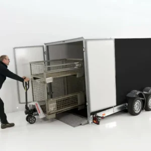 Vezeko Koffer-Absenkanhänger – 3,5 t, 167 × 400 cm, Höhe 210 cm, schwarz