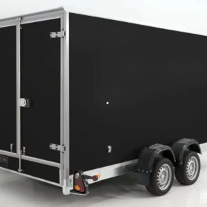 Vezeko Koffer-Absenkanhänger – 3,5 t, 167 × 400 cm, Höhe 190 cm, schwarz