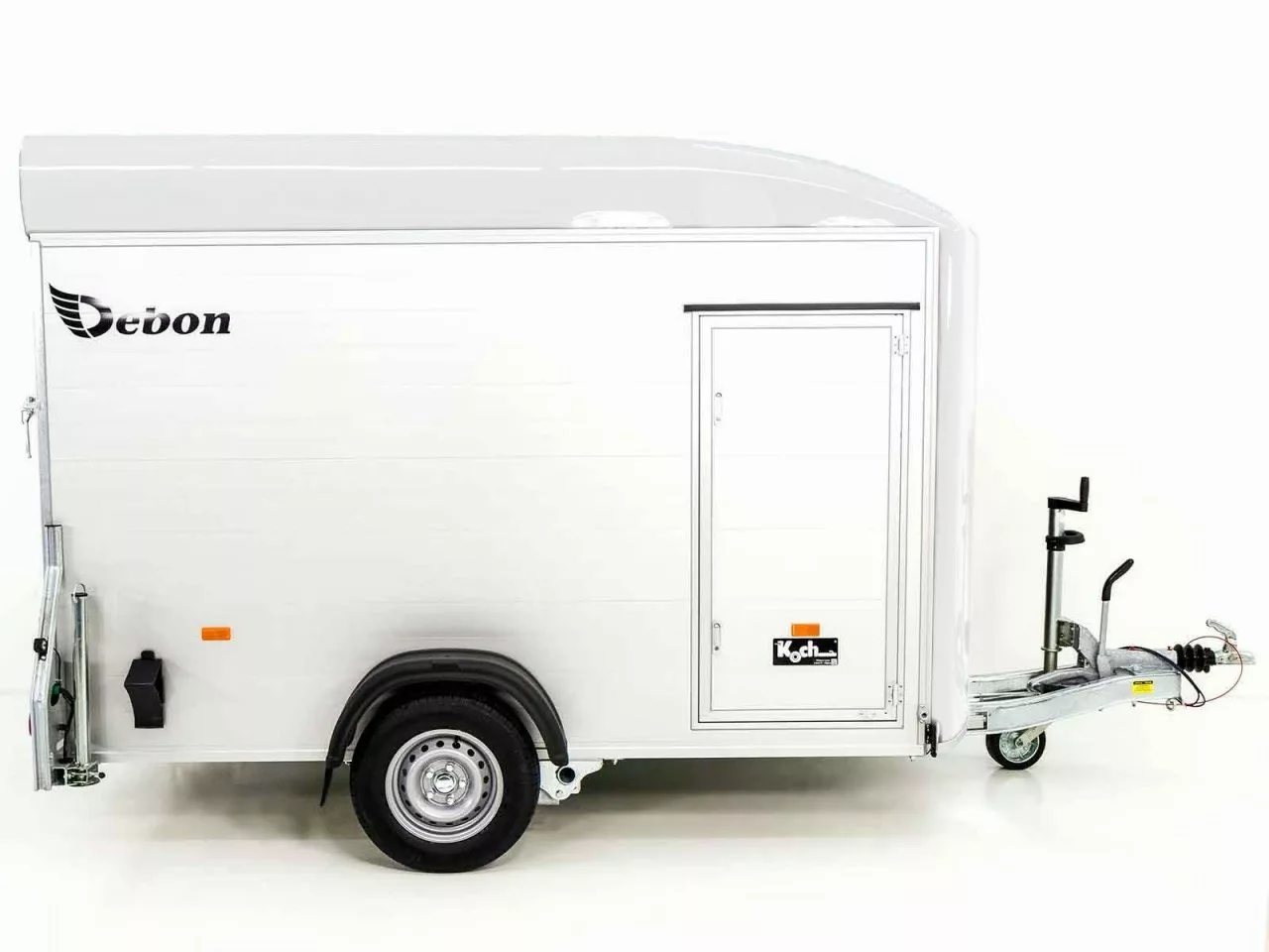 Debon C400 Kofferanhänger – 1,3 t, 164 × 315 cm, Alu, Polybug, Tür