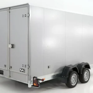 Vezeko Koffer-Absenkanhänger – 2,7 t, 157 × 344 cm, Höhe 210 cm