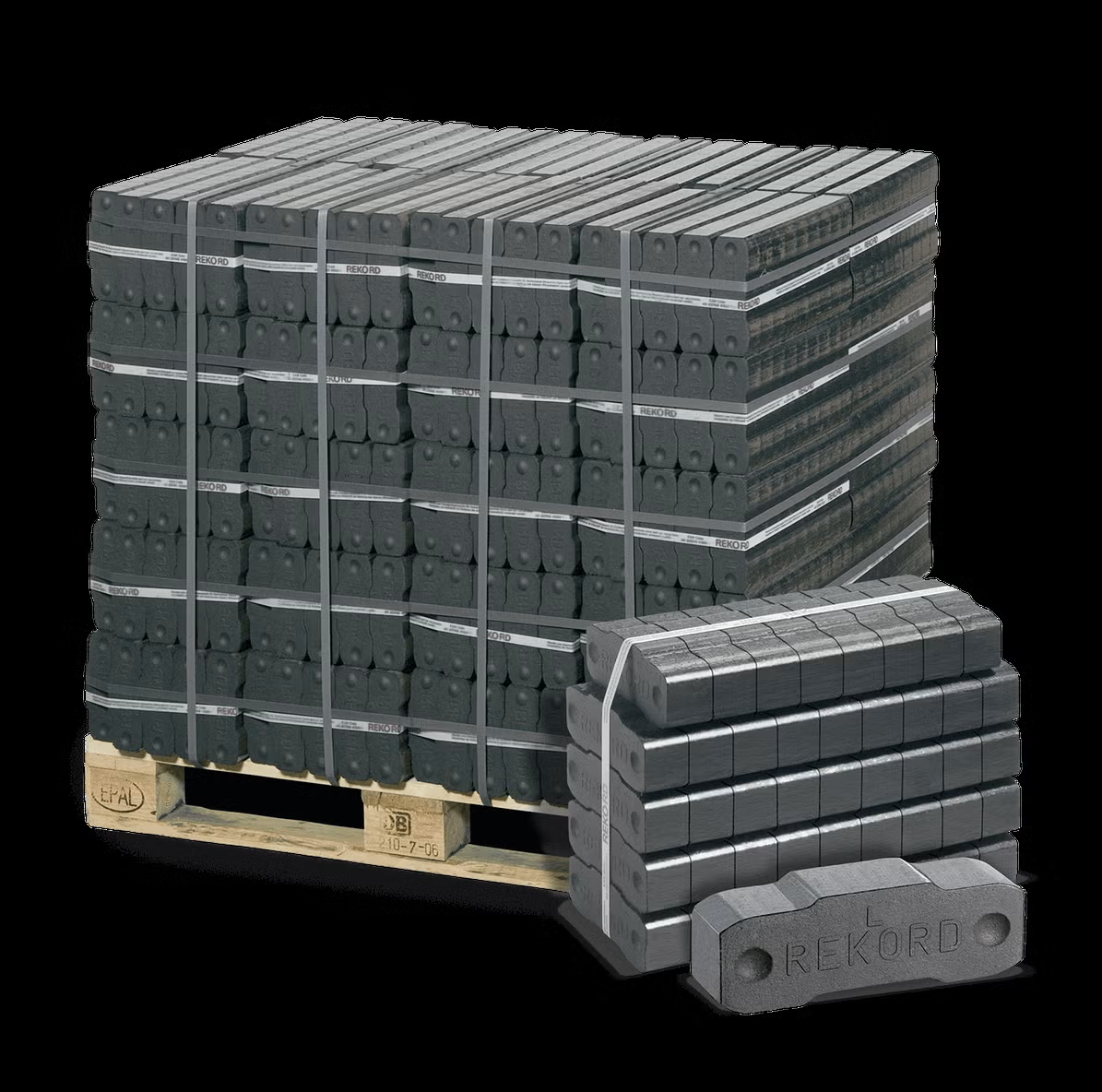 Rekord Braunkohlebriketts 25kg x 40 Gebinde 1000kg Palette