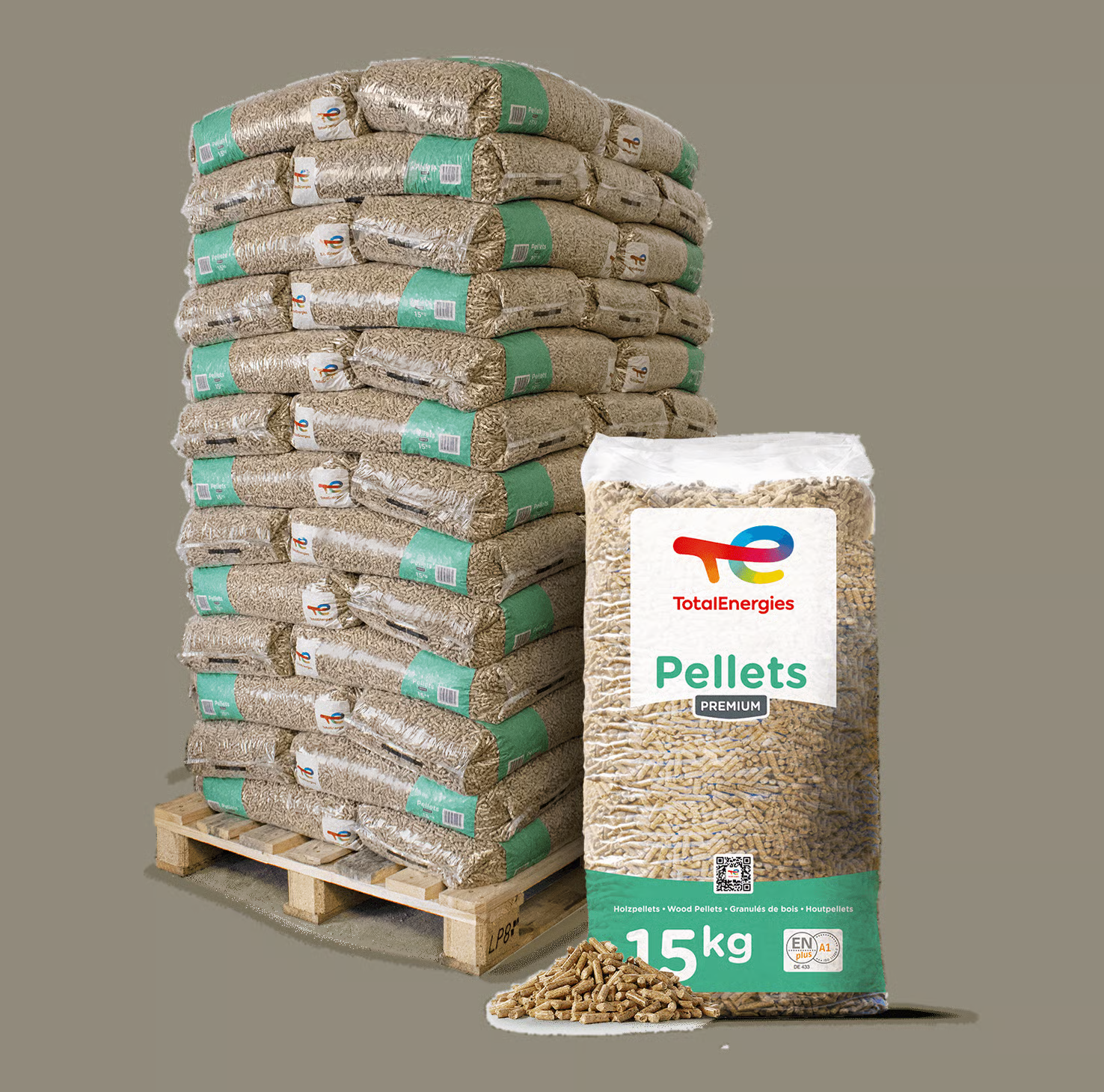 TotalEnergies Holzpellets Premium – 975 kg (65 x 15 kg Säcke)