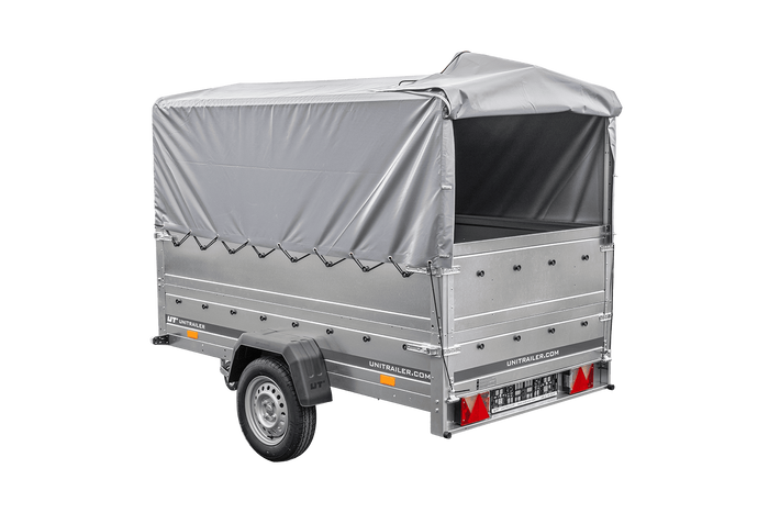 PKW-Anhänger 230x125 UNITRAILER GARDEN 230 FD mit BIS-Seiten, H-800-Gestell und grauer Plane - immagine 2