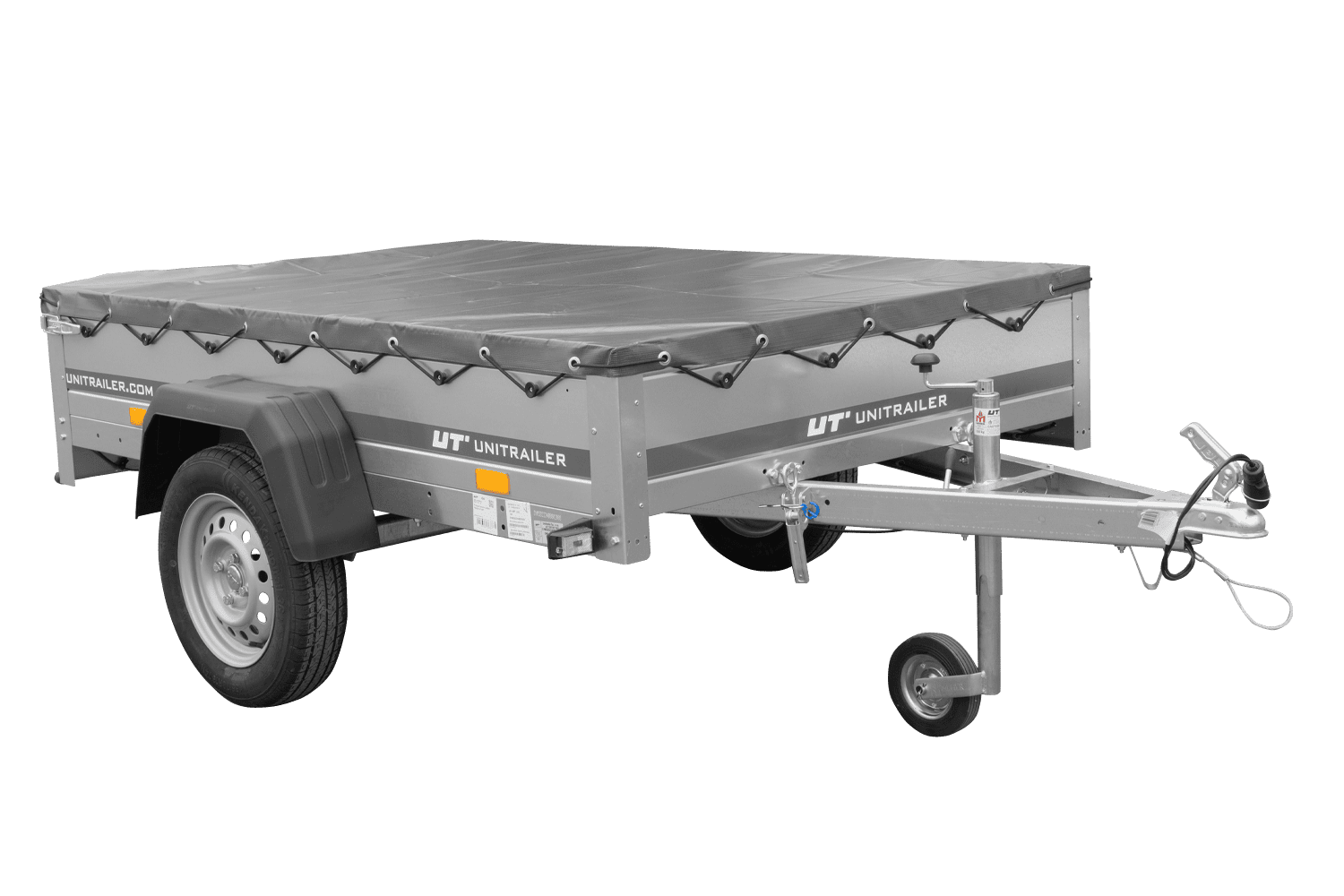 PKW-Anhänger 200x125 UNITRAILER GARDEN 201 KIPP mit grauer Flachplane und Flachplanenträger - immagine 10
