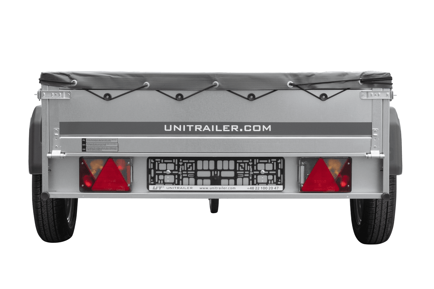 PKW-Anhänger 200x125 UNITRAILER GARDEN 201 KIPP mit grauer Flachplane und Flachplanenträger - immagine 4