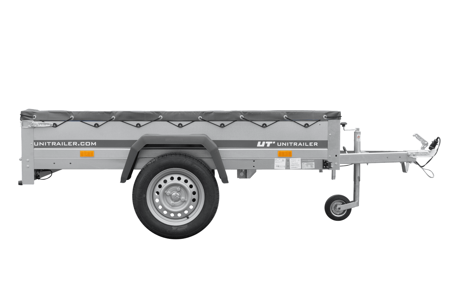 PKW-Anhänger 200x125 UNITRAILER GARDEN 201 KIPP mit grauer Flachplane und Flachplanenträger - immagine 5