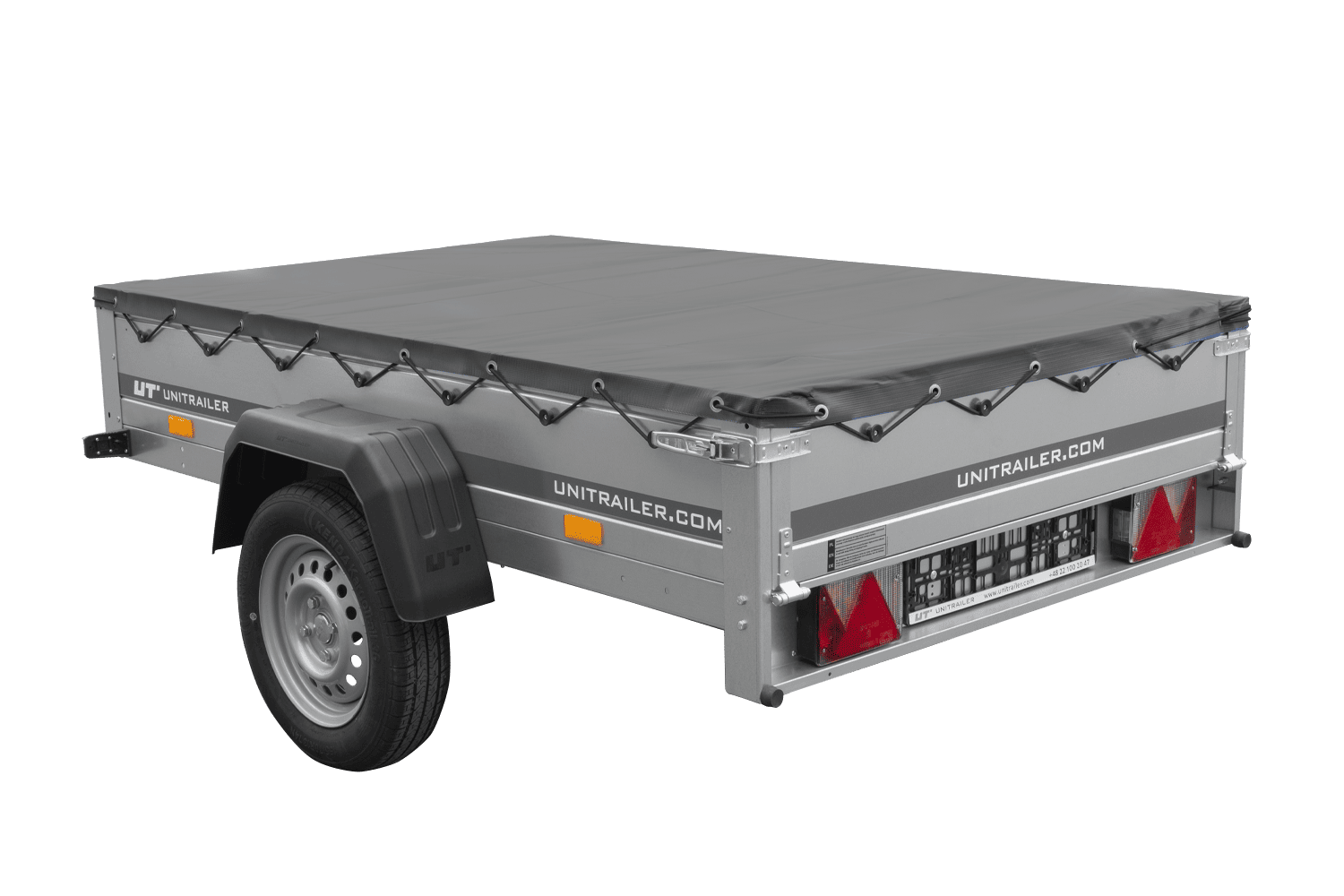PKW-Anhänger 200x125 UNITRAILER GARDEN 201 KIPP mit grauer Flachplane und Flachplanenträger - immagine 7