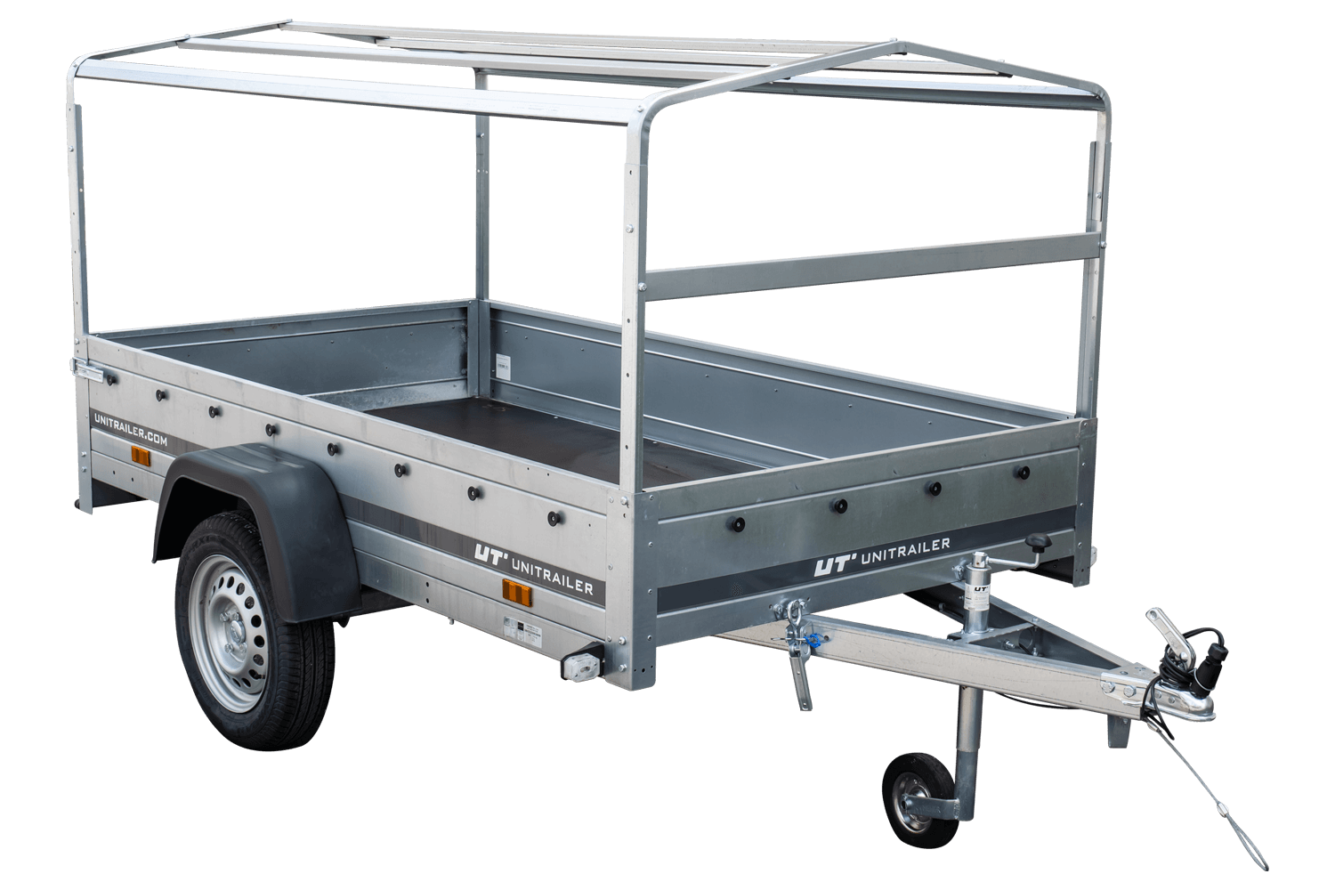 PKW-Anhänger 230x125 UNITRAILER GARDEN 230 KIPP mit Spriegel 80 cm und grauer Hochplane - immagine 12