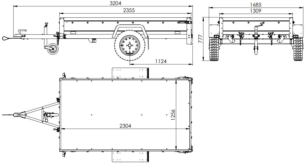 PKW-Anhänger 230x125 UNITRAILER GARDEN 230 KIPP mit Spriegel 80 cm und grauer Hochplane - immagine 2