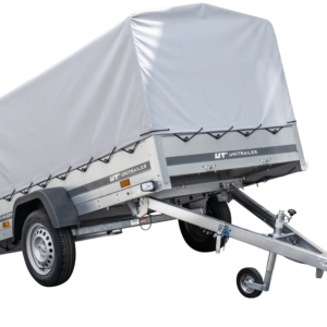 PKW-Anhänger 230x125 UNITRAILER GARDEN 230 KIPP mit Spriegel 80 cm und grauer Hochplane