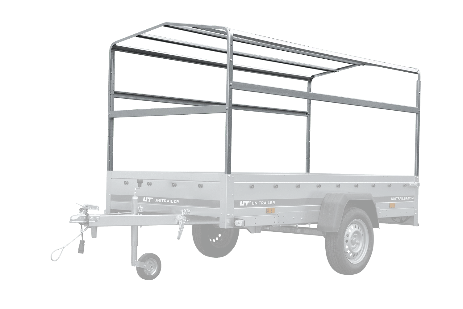 Zweiachsanhänger 264x150 UNITRAILER GARDEN 265/2 KIPP mit Rahmen H-1100 und grauer Plane - immagine 7