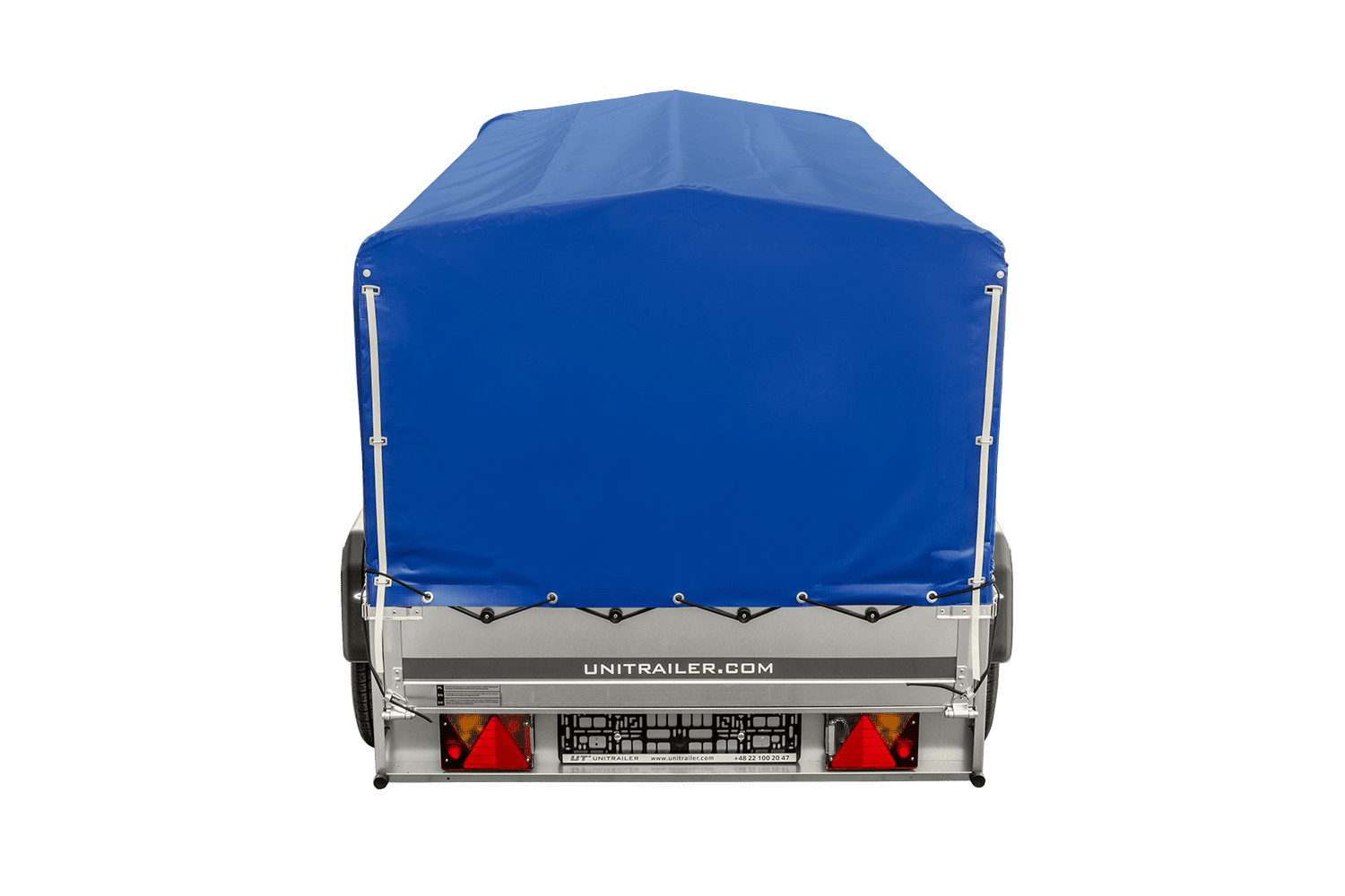UNITRAILER GARDEN TRAILER ANHÄNGER 264/2 KIPP MIT STÜTZRAD, RAHMEN H-800 UND BLAUER ABDECKUNG - immagine 3