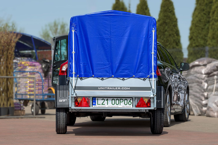 Einachsanhänger 200x106 UNITRAILER GARDEN 200 KIPP mit H-800 Rahmen und blauer Plane - immagine 5
