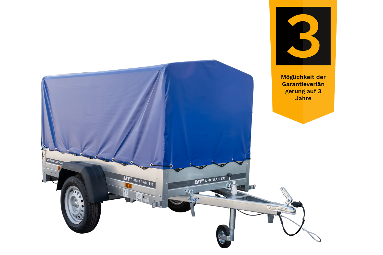 Einachsanhänger 200x106 UNITRAILER GARDEN 200 KIPP mit H-800 Rahmen und blauer Plane - immagine 7