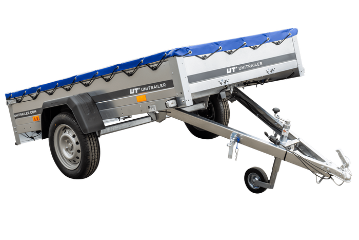 PKW?Anhänger 230x125 UNITRAILER GARDEN 230 KIPP mit H-0-Rahmen und blauer Plane