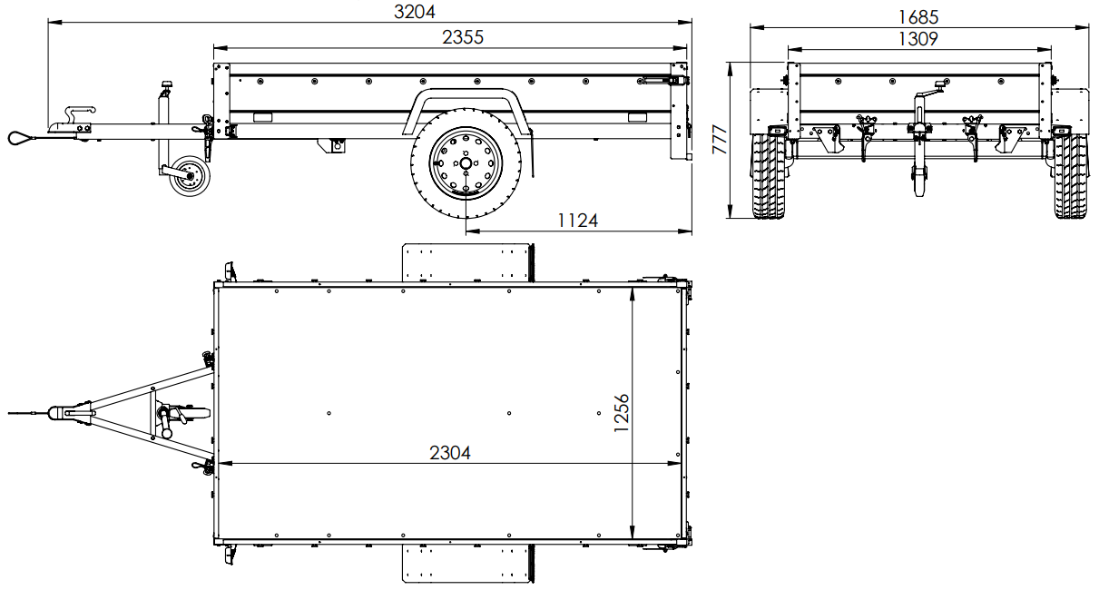 PKW-Anhänger 230x125 UNITRAILER GARDEN 230 KIPP mit grauer Hochplane 110 cm - immagine 4