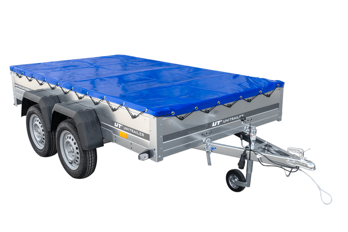 Autotransportanhänger 264x150 UNITRAILER GARDEN 265/2 KIPP mit H-0-Rahmen und blauer Plane - immagine 8