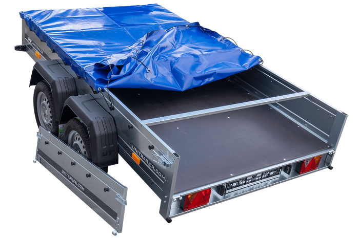 Autotransportanhänger 264x150 UNITRAILER GARDEN 265/2 KIPP mit H-0-Rahmen und blauer Plane - immagine 11