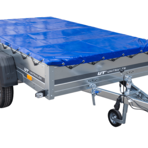 Autotransportanhänger 264x150 UNITRAILER GARDEN 265/2 KIPP mit H-0-Rahmen und blauer Plane