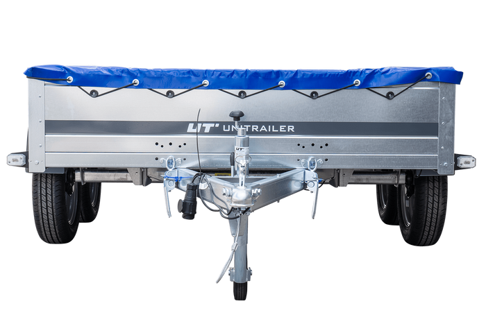 Autotransportanhänger 264x150 UNITRAILER GARDEN 265/2 KIPP mit H-0-Rahmen und blauer Plane - immagine 3