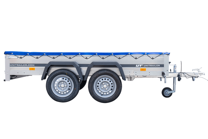 Autotransportanhänger 264x150 UNITRAILER GARDEN 265/2 KIPP mit H-0-Rahmen und blauer Plane - immagine 5
