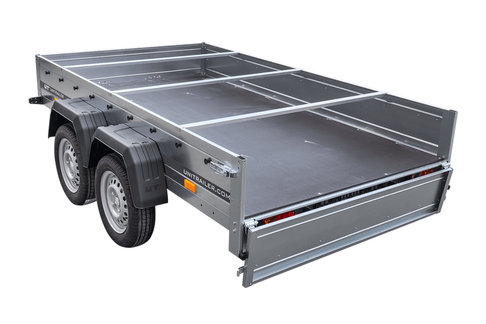 Autotransportanhänger 264x150 UNITRAILER GARDEN 265/2 KIPP mit H-0-Rahmen und blauer Plane - immagine 12