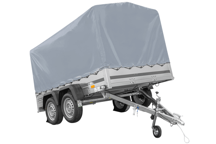 Zweiachsanhänger 264x150 UNITRAILER GARDEN 265/2 KIPP mit Rahmen H-1100 und grauer Plane