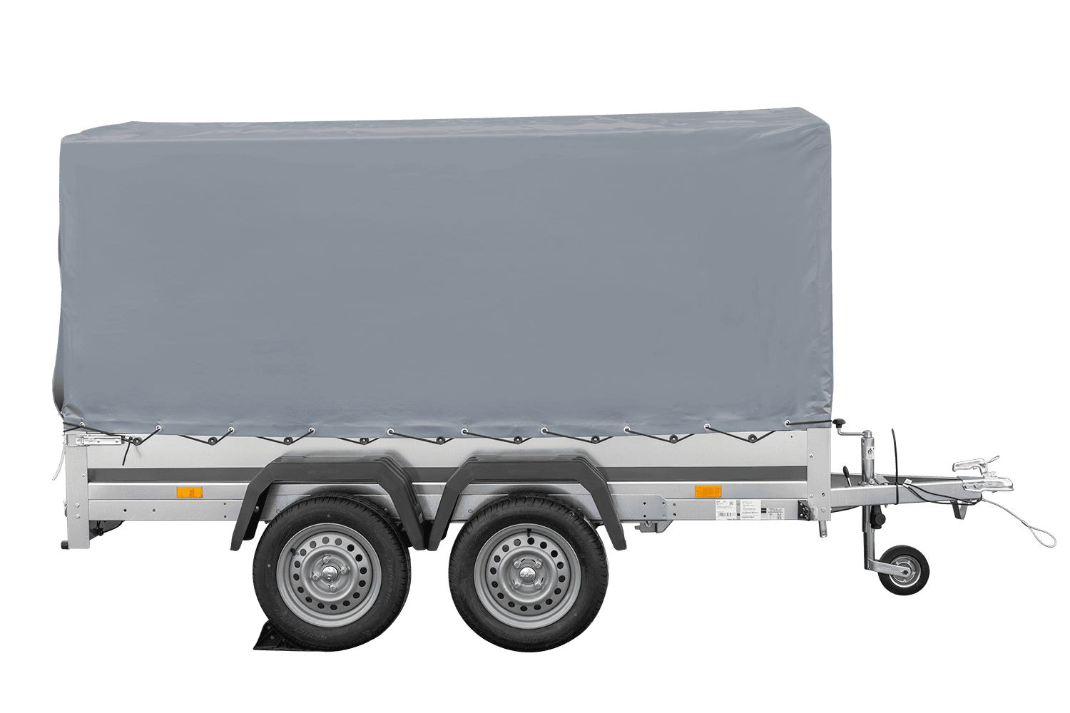 Zweiachsanhänger 264x150 UNITRAILER GARDEN 265/2 KIPP mit Rahmen H-1100 und grauer Plane - immagine 15