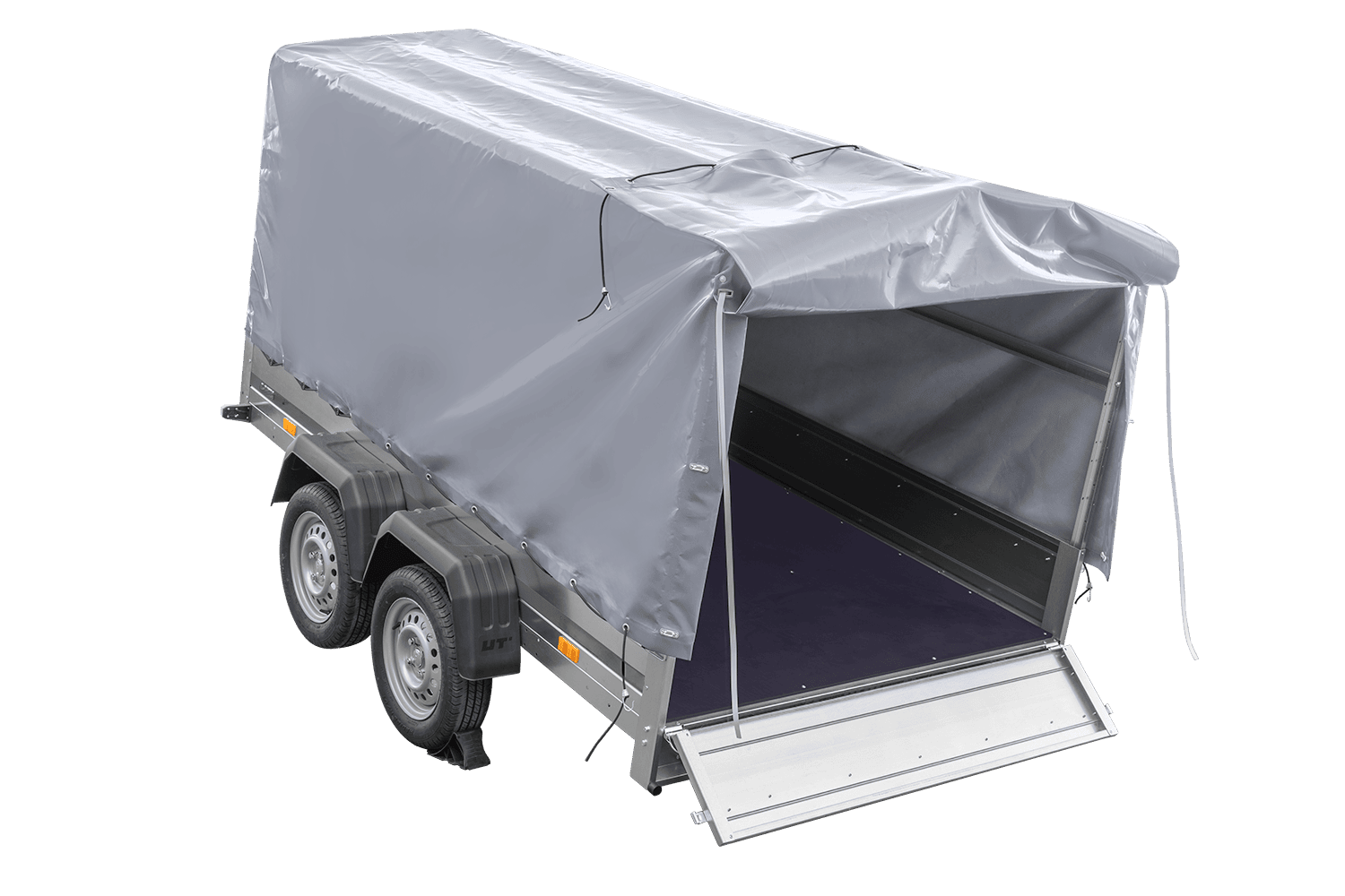 Zweiachsanhänger 264x150 UNITRAILER GARDEN 265/2 KIPP mit Rahmen H-1100 und grauer Plane - immagine 12