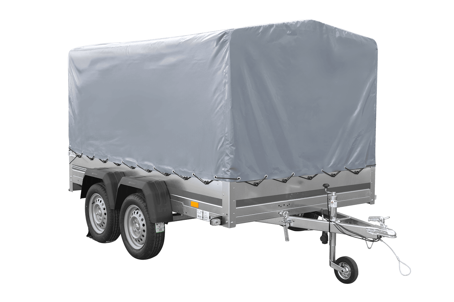 Zweiachsanhänger 264x150 UNITRAILER GARDEN 265/2 KIPP mit Rahmen H-1100 und grauer Plane - immagine 14