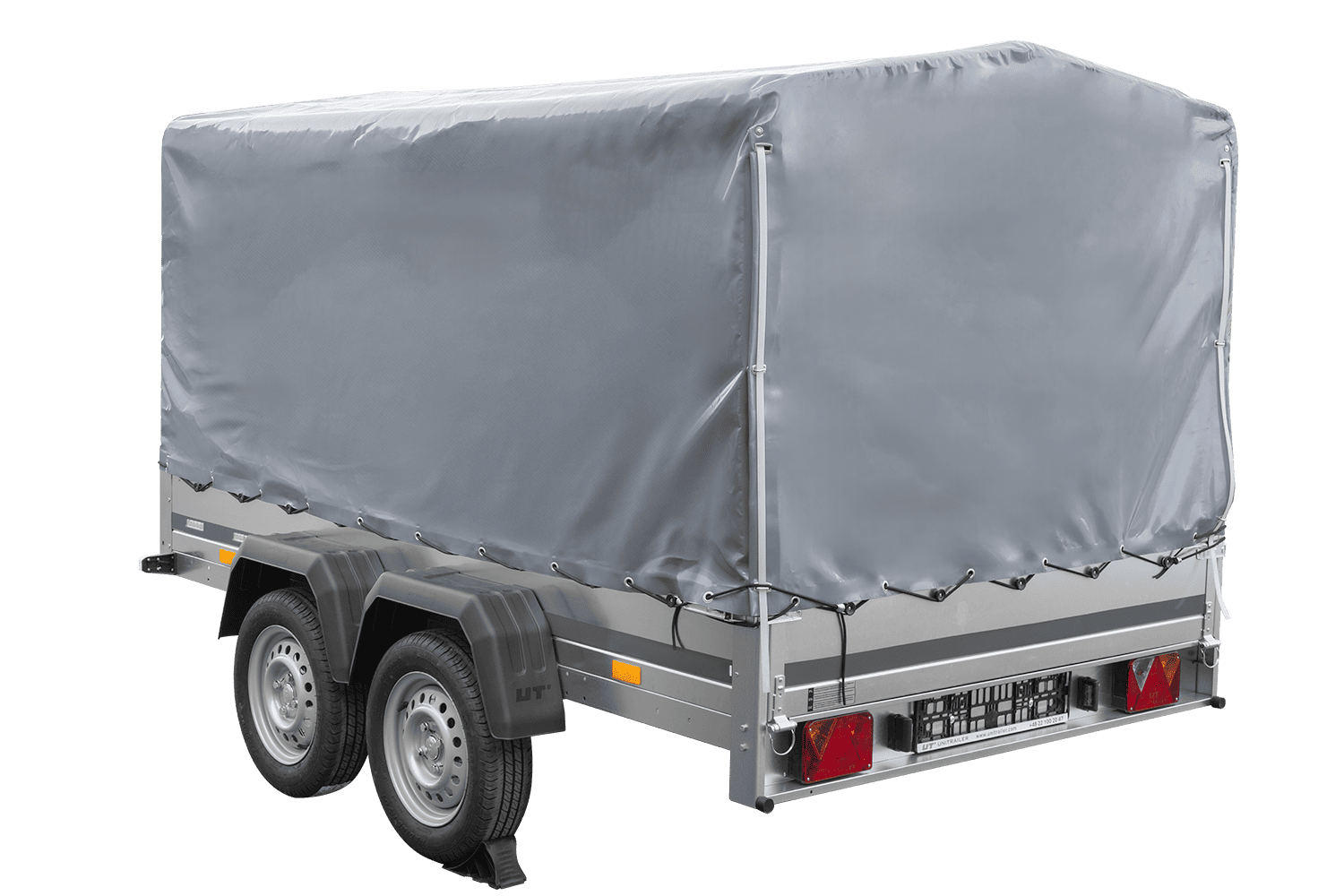 Zweiachsanhänger 264x150 UNITRAILER GARDEN 265/2 KIPP mit Rahmen H-1100 und grauer Plane - immagine 11