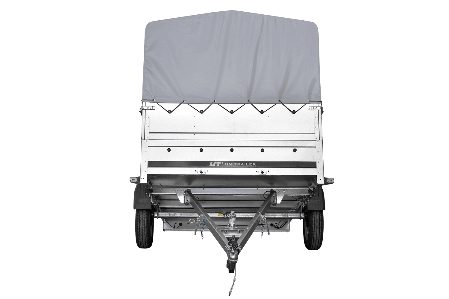 Einachsanhänger 264x150 UNITRAILER GARDEN 265 KIPP mit zusätzlichen Bordwänden, H-800-Rahmen und grauer Plane - immagine 4
