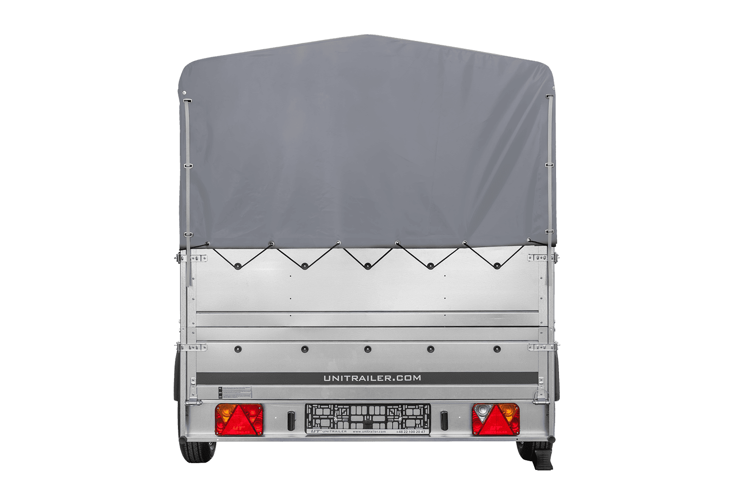 Einachsanhänger 264x150 UNITRAILER GARDEN 265 KIPP mit zusätzlichen Bordwänden, H-800-Rahmen und grauer Plane - immagine 7