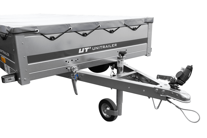 GARDEN TRAILER 264/2 KIPP MIT STÜTZRAD, GRAUE FLACHPLANE UND PLANENTRÄGER - immagine 5