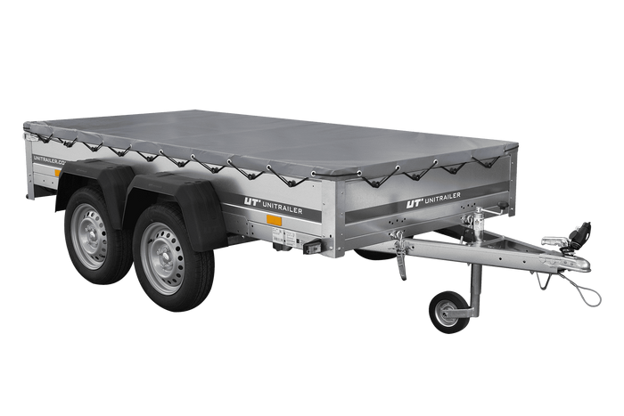 GARDEN TRAILER 264/2 KIPP MIT STÜTZRAD, GRAUE FLACHPLANE UND PLANENTRÄGER - immagine 3