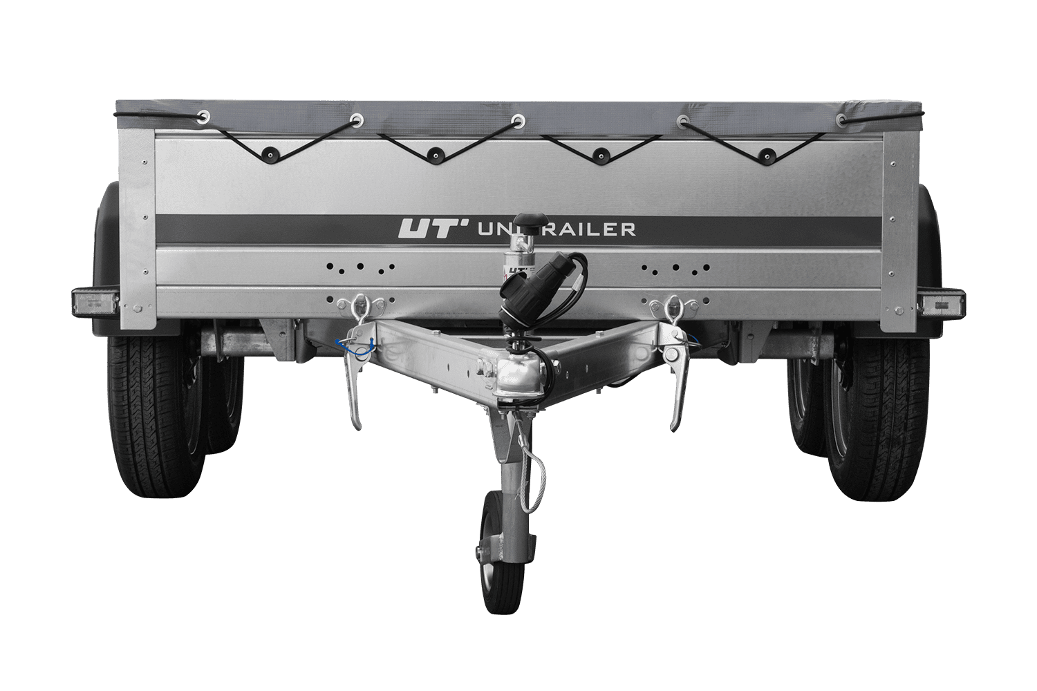 GARDEN TRAILER 264/2 KIPP MIT STÜTZRAD, GRAUE FLACHPLANE UND PLANENTRÄGER - immagine 6