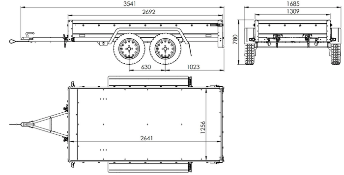 Der Anhänger Garden Trailer 264/2 KIPP MIT STÜTZRAD, H-1100-HOCHSPRIEGEL UND GRAUER PLANE - immagine 12
