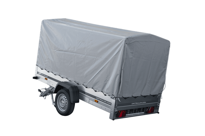 GARDEN TRAILER 264 KIPP MIT STÜTZRAD, H1100-HOCHSPRIEGEL UND GRAUER PLANE - immagine 3
