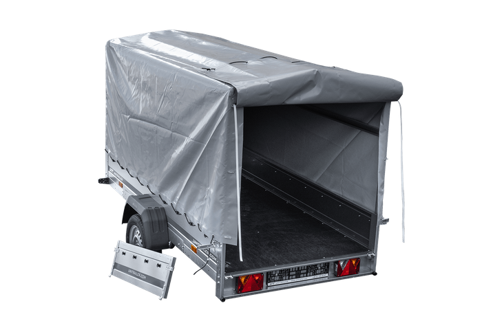 GARDEN TRAILER 264 KIPP MIT STÜTZRAD, H1100-HOCHSPRIEGEL UND GRAUER PLANE - immagine 10