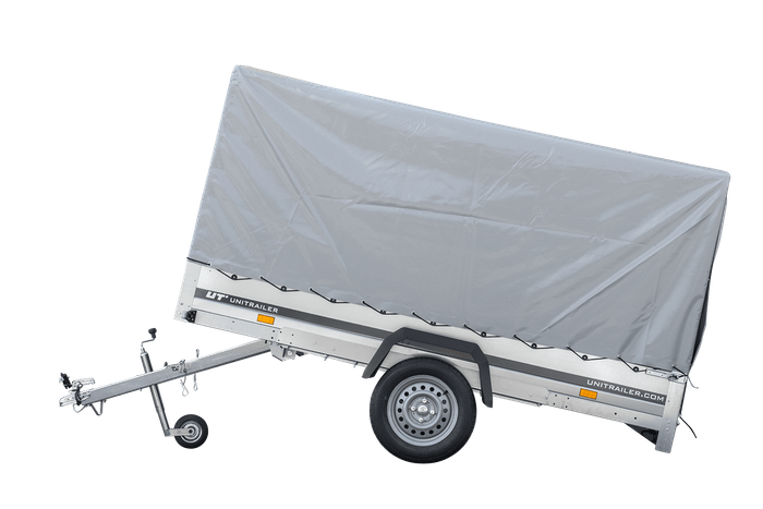 GARDEN TRAILER 264 KIPP MIT STÜTZRAD, H1100-HOCHSPRIEGEL UND GRAUER PLANE - immagine 4