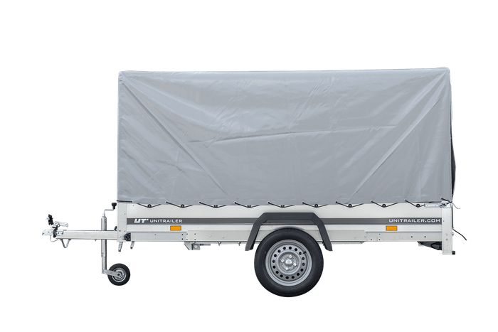 GARDEN TRAILER 264 KIPP MIT STÜTZRAD, H1100-HOCHSPRIEGEL UND GRAUER PLANE - immagine 6