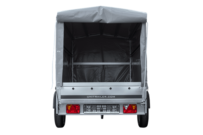 GARDEN TRAILER 264 KIPP MIT STÜTZRAD, H1100-HOCHSPRIEGEL UND GRAUER PLANE - immagine 7