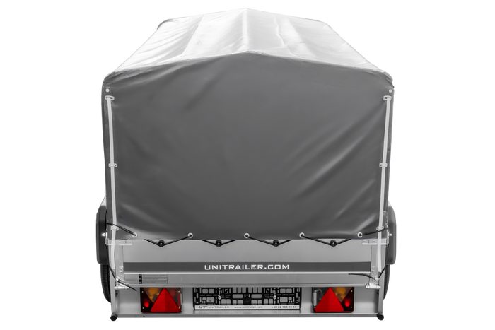 UNITRAILER GARDEN TRAILER ANHÄNGER 264/2 KIPP MIT STÜTZRAD, SPRIEGEL UND GRAUER PLANE - immagine 8