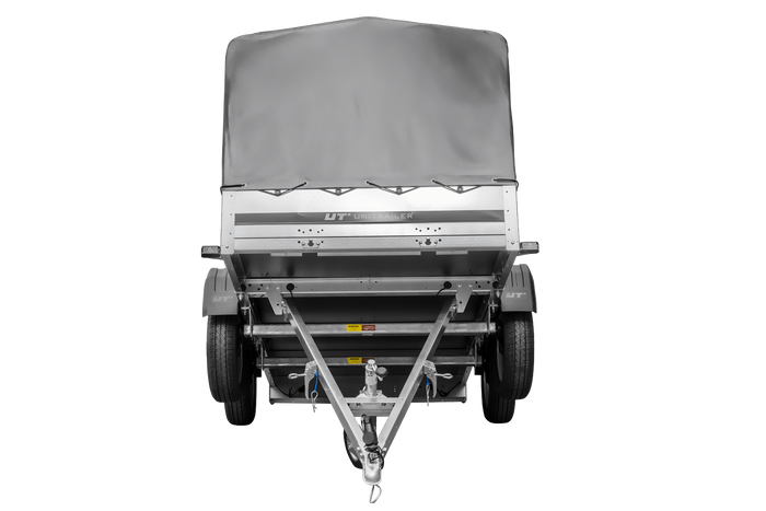 UNITRAILER GARDEN TRAILER ANHÄNGER 264/2 KIPP MIT STÜTZRAD, SPRIEGEL UND GRAUER PLANE - immagine 10