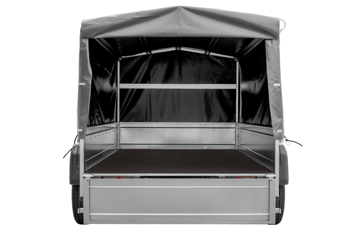 UNITRAILER GARDEN TRAILER ANHÄNGER 264/2 KIPP MIT STÜTZRAD, SPRIEGEL UND GRAUER PLANE - immagine 11