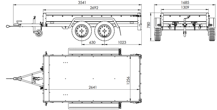 GARDEN TRAILER 264/2 KIPP MIT STÜTZRAD, PLANENTRÄGER UND BLAUER FLACHPLANE - immagine 6