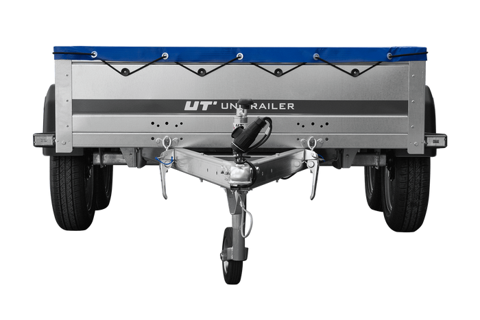 GARDEN TRAILER 264/2 KIPP MIT STÜTZRAD, PLANENTRÄGER UND BLAUER FLACHPLANE - immagine 7