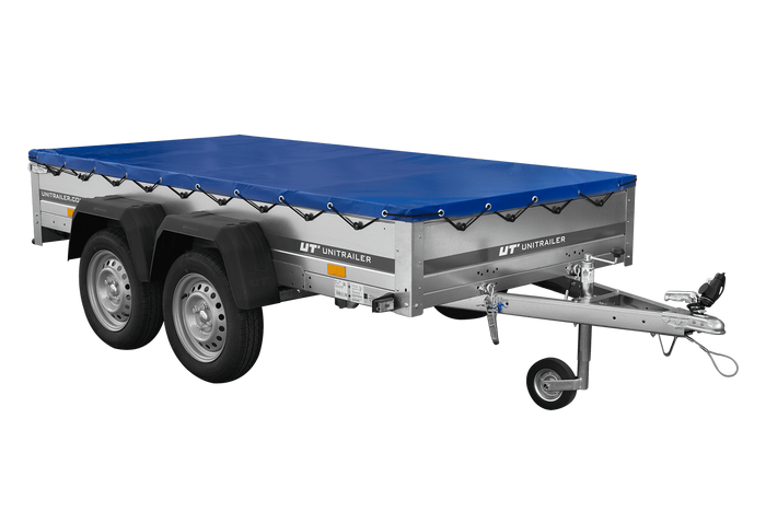 GARDEN TRAILER 264/2 KIPP MIT STÜTZRAD, PLANENTRÄGER UND BLAUER FLACHPLANE - immagine 10